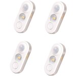 Lot de 4 lampes led � d�tecteur de mouvement pour int�rieur, �clairage magn�tique sous meuble, blanc ...