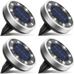 Lot de 4 lampe solaire au sol, 8 led jardin exterieur solaire etanche lumiere solaire, spot solaire ext�rieur ...