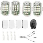 Lot de 4 lampes stroboscopiques led sans fil avec tlcommande pour voiture, moto, vlo, 7 couleurs, ...