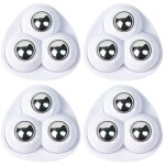 Lot de 4 mini roulettes pivotantes autocollantes blanches avec 3 billes en acier inoxydable pour seau ...