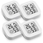 Lot de 4 mini thermom�tres num�riques d?int�rieur, hygrom�tre et temp�rature lcd, blanc