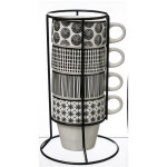 Lot de 4 mugs sur rack - bohemia - 0. 26 l - livraison gratuite