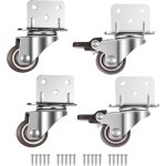 Lot de 4 petites roulettes pivotantes pour meubles, 25 mm avec frein, plaque en l (25 mm)