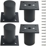Lot de 4 pieds d'armoire pieds de meuble en m�tal cuisine pieds r�glables rond noir canap� table table ...