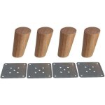 Jamais utilis�]lot de 4 pieds de meubles en bois massif inclin� 5cm, pieds de rechange avec plaque de ...
