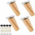 Lot de 4 pied de meuble en bois massif, jambes de canap� remplacement avec tapis antid�rapant, plaque ...