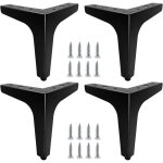 Lot de 4 pieds de meubles en mtal noir ulisem de 15 cm, pieds de canap durables, pieds de table basse ...
