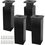 Lot de 4 pieds de meuble rglables, pattes de table noires, 12 cm avec 16 vis, rglables pour armoire ...