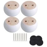 Lot de 4 pieds de meubles ronds en bois d'eucalyptus blanc