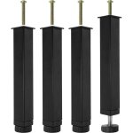 Lot de 4 pieds pour sommier � lattes m�tal pied de lit � visser, hauteur r�glable de 0 - 20 mm, pied ...