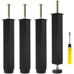 Lot de 4 pieds pour sommier  lattes mtal pied de lit  visser, hauteur rglable de 0 - 20 mm, pied ...