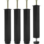 Lot de 4 pieds pour sommier � lattes m�tal pied de lit � visser, hauteur r�glable de 0 - 20 mm, pied ...