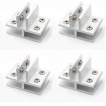 Lot de 4 pinces � verre en forme de t avec support en verre pour fixation sur 3 panneaux lat�raux, douche, ...
