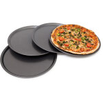 Lot de 4 plaques de pizza 4 plats pour pizza diam�tre 33 cm anti - adh�rent four en acier de carbone, ...