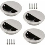 Lot de 4 poign�es encastrables en acier inoxydable argent� poign�e de porte coulissante ronde �50mm avec ...