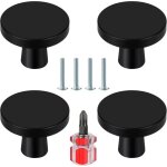 Lot de 4 poign�es de meuble noires, boutons ronds pour armoires et tiroirs, poign�es de porte de cuisine ...