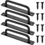 Lot de 4 poign�es noires pour portes coulissantes avec vis pour armoires, cuisine, meubles