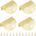 Lot de 4 poign�es de placard en laiton massif, poign�e en forme de feuille d'or, boutons de tiroir pour ...
