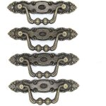 Lot de 4 poignes de tirage vintage en laiton antique ? poignes tombantes pour commode, armoires, longueur ...