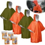 Lot de 4 ponchos de survie d'urgence, poncho de pluie d'urgence, couverture de sauvetage, sac de couchage ...