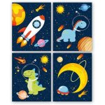 Lot de 4 poster pour chambre d'enfant / bb, affiche de plante fuse, affiches espace enfants, impression ...