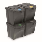 Lot de 4 poubelles de recyclage en plastique 100l prosperplast sortibox sortibox en couleur grise