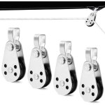Lot de 4 poulies de renvoi pour cordes, c�ble en acier inoxydable, pour cordes de 2 mm � 8 mm, poulie ...