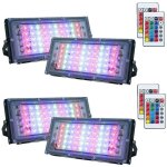 Lot de 4 projecteurs led rvb � intensit� variable pour ext�rieur, �tanches ip66 avec t�l�commande, 16 ...