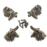 Lot de 4 protections d�coratives pour les coins de coffres � bijoux en bois en forme de cheval antique ...