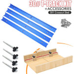 Lot de 4 rail de guidage scie sur table, rails aluminium t track de 400mm, rail en t avec accessoires ...
