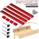 Lot de 4 rail de guidage scie sur table, rails aluminium t track de 400mm, rail en t avec accessoires ...