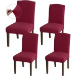 Lot de 4 rouge housses de chaise de salle � manger jacquard haute extensibilit�, ajustement universel, ...