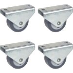 Lot de 4 roulettes fixes pour meubles 30 mm avec plaque en tpe sans trace, capacit� de charge 105 kg