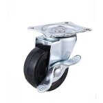 Lot de 4 roulettes l�g�res en caoutchouc, vis m6, universelles avec frein, silencieuses et souples (avec ...