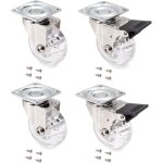 Lot de 4 roulettes pivotantes pour meuble �50mm avec plaque de fixation et roulement � billes, roulettes ...