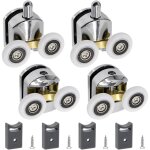 Lot de 4 roulette porte coulissante douche 23cm porte de douche rouleaux avec 4�vis roulette cabine de ...
