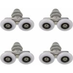 Lot de 4 roulettes pour porte de douche - double roulement coulissant - porte en verre (23 mm)