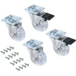 Lot de 4 roulettes slip transparente avec platine de montage, diam�tre 50mm