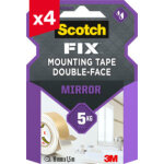 Lot de 4 rubans d'assemblage double face scotch - fix? mirror, 19 mm x 1, 5 m, 1 rouleau / paquet