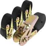 Lot de 4 sangles d'arrimage � cliquet de 2. 5m x 25mm 800kg, couleur noir