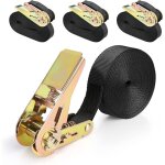 Lot de 4 sangles d'arrimage  cliquet 2 m x 25 mm, 800 kg, tendeur de cble de frein, noir