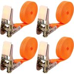 Lot de 4 sangles � cliquet, longueur 6 m, largeur 25 mm, sangles d'arrimage � cliquet, sangles d'arrimage, ...