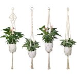 Lot de 4 suspension corde plante macram� porte pot suspendu plante cintre int�rieur ext�rieur d�coration ...