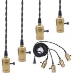 Lot de 4 suspensions murales vintage en laiton avec interrupteur, culot e27 triple ? style industriel, ...