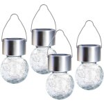 Lot de 4 suspensions solaires en forme de boule craquel�e pour jardin, terrasse, pelouse (lumi�re changeante) ...