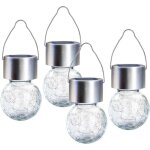 Lot de 4 suspensions solaires en forme de globe craquel� pour jardin, cour, terrasse, pelouse (lumi�re ...