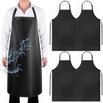 Lot de 4 tabliers pvc noir unisexes - impermables et rsistants - pour cuisine, ptisserie et jardinage ...