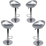 Lot de 4 tabouret de bar en plastique abs rglage en hauteur - gris