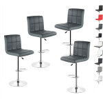 Lot de 4 tabourets de bar - recouvert de similicuir capitonné - base très grande - repose - pieds - gris ... Lot de 4 tabourets de bar - recouvert de similicuir capitonné - base très grande - repose - pieds - gris ...