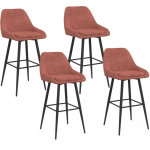 Lot de 4 tabourets de bar thalya en velours terracotta avec demi - accoudoirs